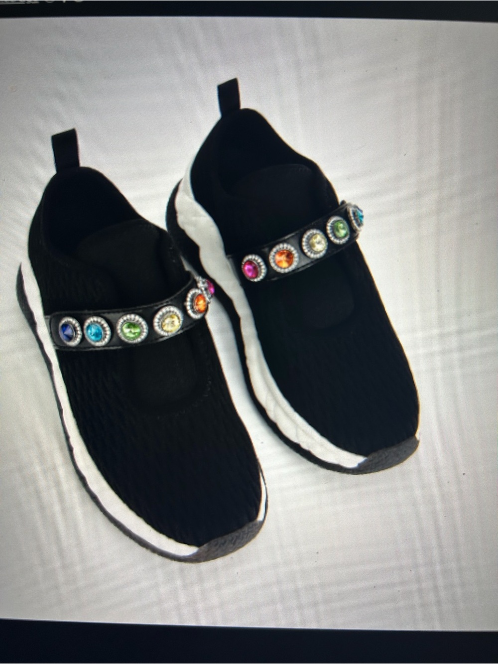LONDON KNIT JEWEL Multicolor Gem Strap black knit sneaker